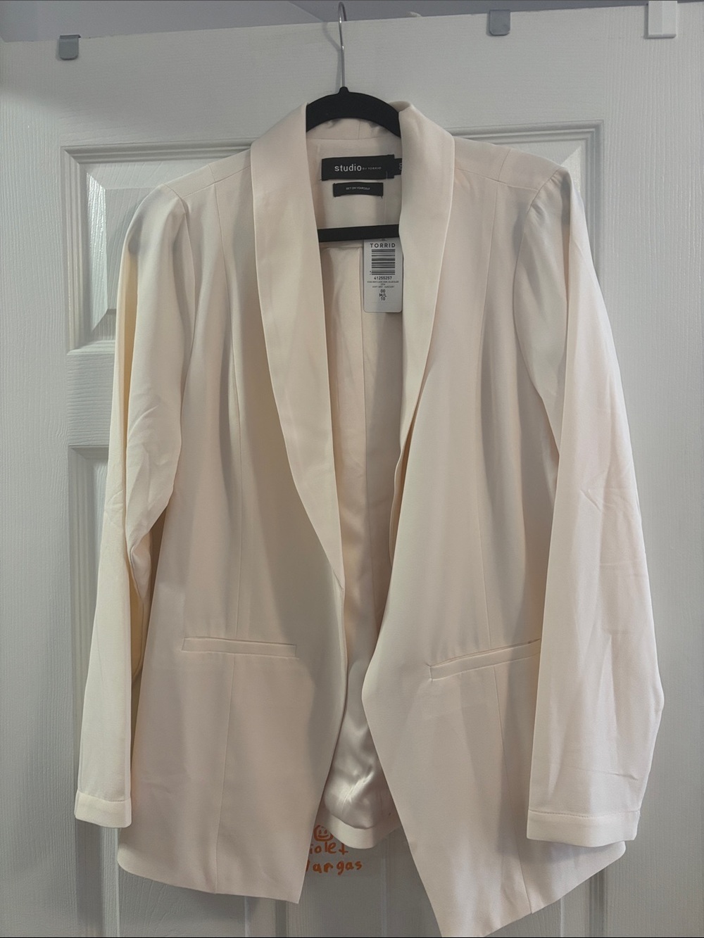 Studio Cream Open-Front Shawl Collar Blazer